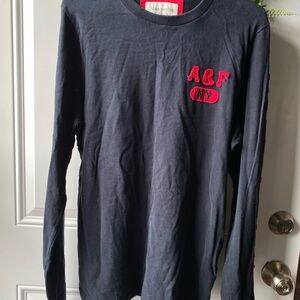 Abercrombie & Fitch Kids Dark Blue Long Sleeve Tee with Red Logo